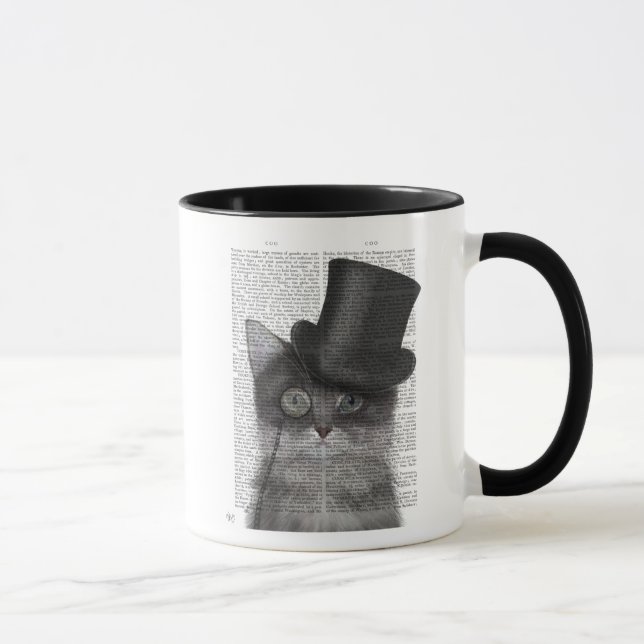 Grey Cat with Top Hat Mug (Right)