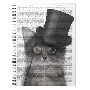 Grey Cat with Top Hat Notebook