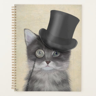 Grey Cat with Top Hat Planner