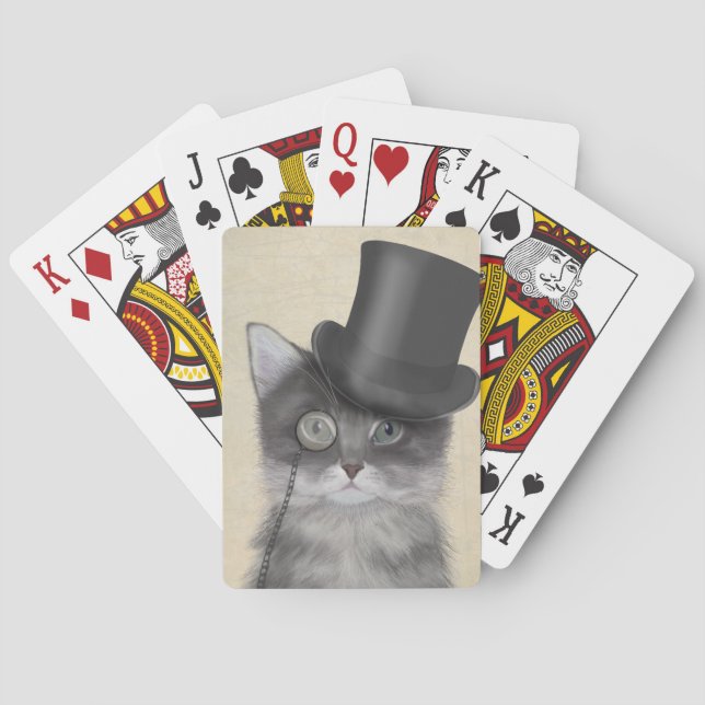 Grey Cat with Top Hat Playing Cards (Back)