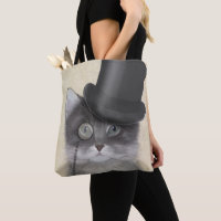 Grey Cat with Top Hat