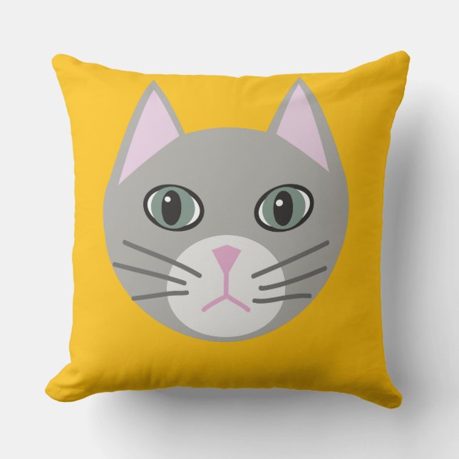Grey Cat, Yellow Cushion (Front)