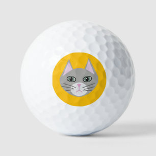 Grey Cat, Yellow Golf Balls