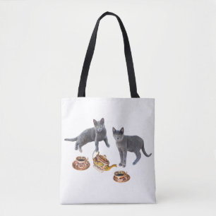 Grey Cats Tea Party Tote Bag