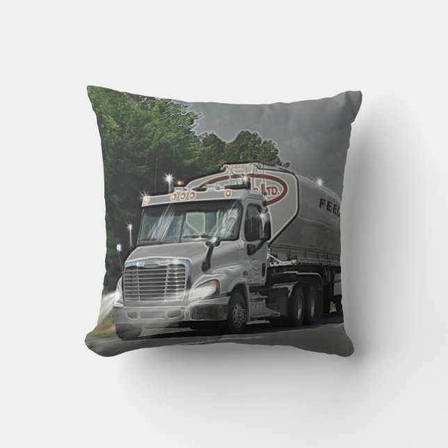 Grey Cattle Feed Cistern Truck for Truckers & Kids Cushion (Front)