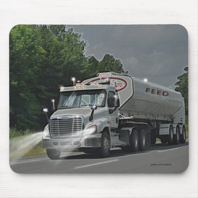Grey Cattle Feed Cistern Truck for Truckers & Kids Mouse Mat (Front)