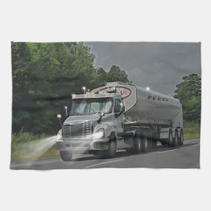 Grey Cattle Feed Cistern Truck for Truckers & Kids Tea Towel