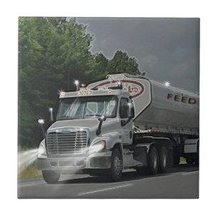 Grey Cattle Feed Cistern Truck for Truckers & Kids Tile