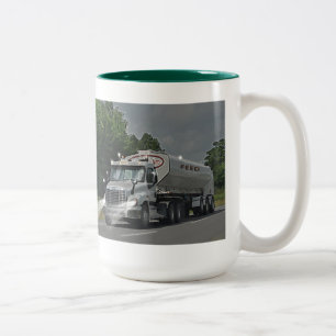 Grey Cattle Feed Cistern Truck for Truckers & Kids Two-Tone Coffee Mug