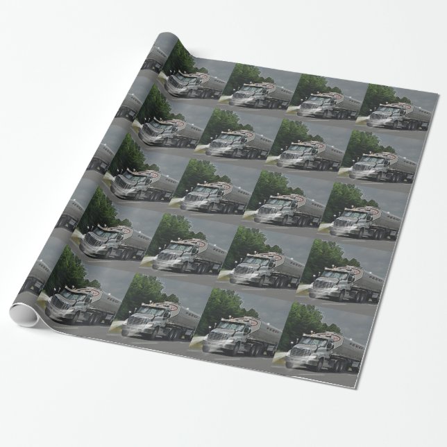Grey Cattle Feed Cistern Truck for Truckers & Kids Wrapping Paper (Unrolled)