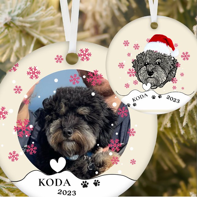 Grey Cavoodle Dog Personalised Hand Drawing Ceramic Tree Decoration (Creator Uploaded)
