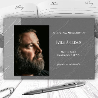 Grey Celebration of Life Memorial Photo Guest Book