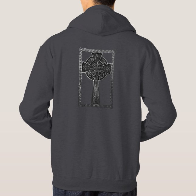 Grey Celtic Cross Hoodie (Back)