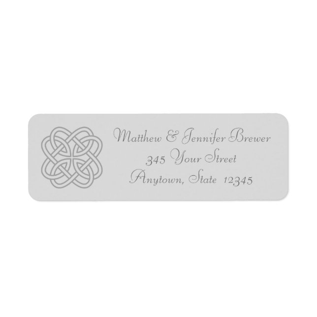 Grey Celtic Knot Thin Envelope Address Labels (Front)