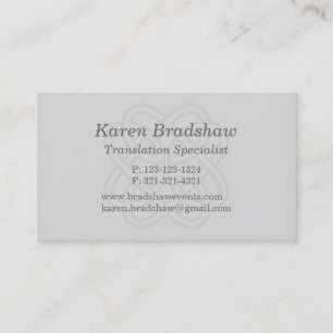 Grey Celtic Knot Translation Business Cards