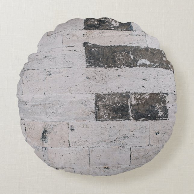 Grey cement wall round cushion (Front)