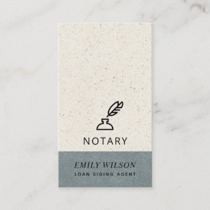 GREY CERAMIC GLAZED SPECKLED FEATHER NIB NOTARY BUSINESS CARD