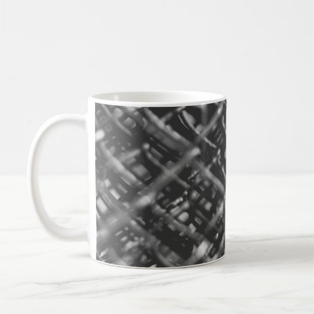 Grey chain link fence coffee mug (Left)