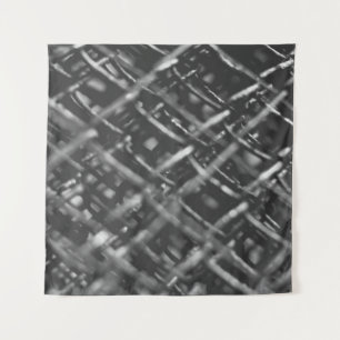 Grey chain link fence tapestry