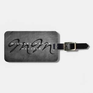 Grey Chalkboard Bold Monogram Minimalist Modern Luggage Tag