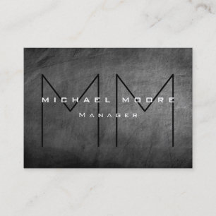 Grey Chalkboard Chubby Monogram Business Card