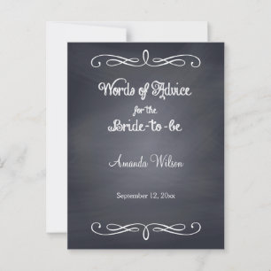 Grey Chalkboard Design Bridal Shower Advice Cards