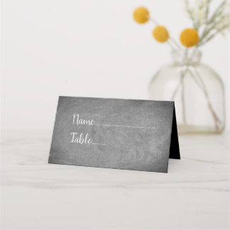 Grey Chalkboard Folded Place Card
