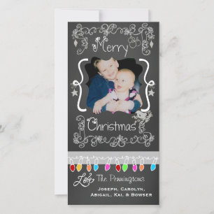 Grey Chalkboard Merry Christmas Holiday Photo Card