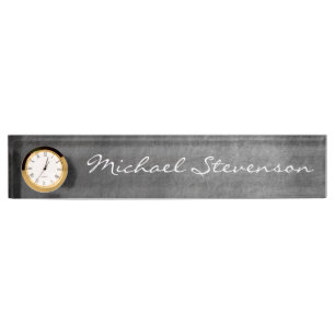 Grey Chalkboard Pattern Business Nameplate