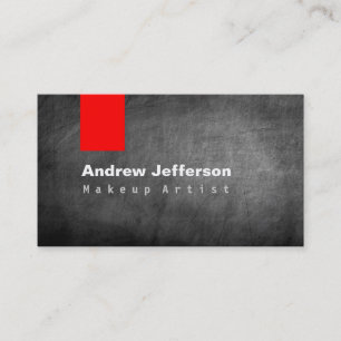 Grey Chalkboard Pattern Red Business Card