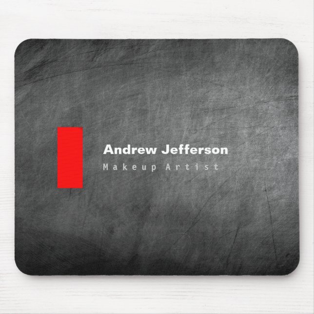 Grey Chalkboard Pattern Red Mouse Mat (Front)