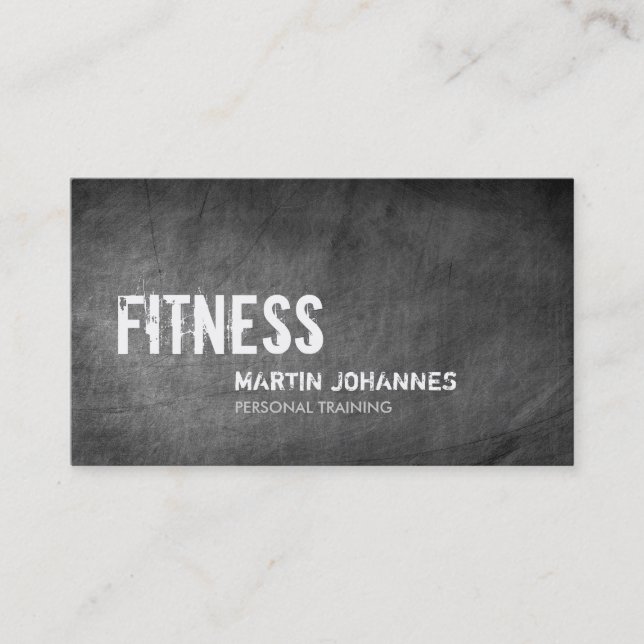 Grey Chalkboard Personal Trainer Business Card (Front)