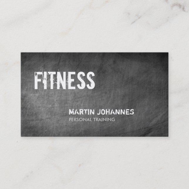 Grey Chalkboard Personal Trainer Business Card (Front)