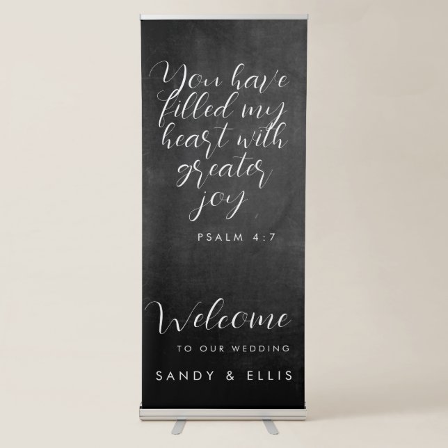 Grey Chalkboard Psalm 4 Welcome Retractable Banner (Front)