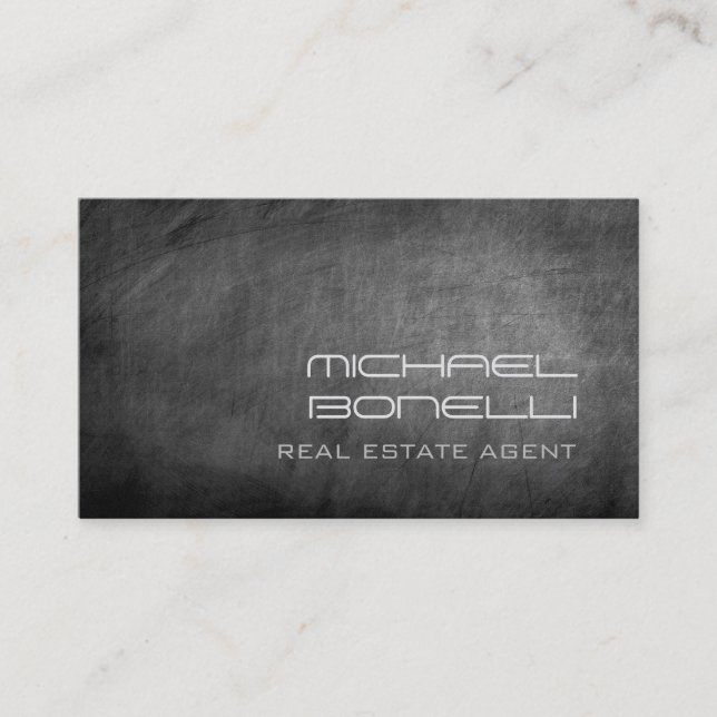 Grey Chalkboard Real Estate Agent Business Card (Front)