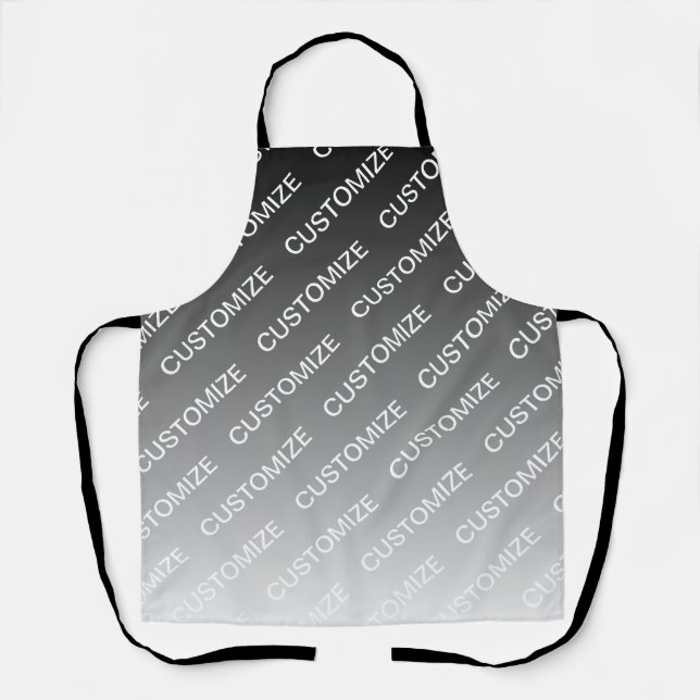 Grey (changeable colour) Ombre & Text Pattern Apron (Front)