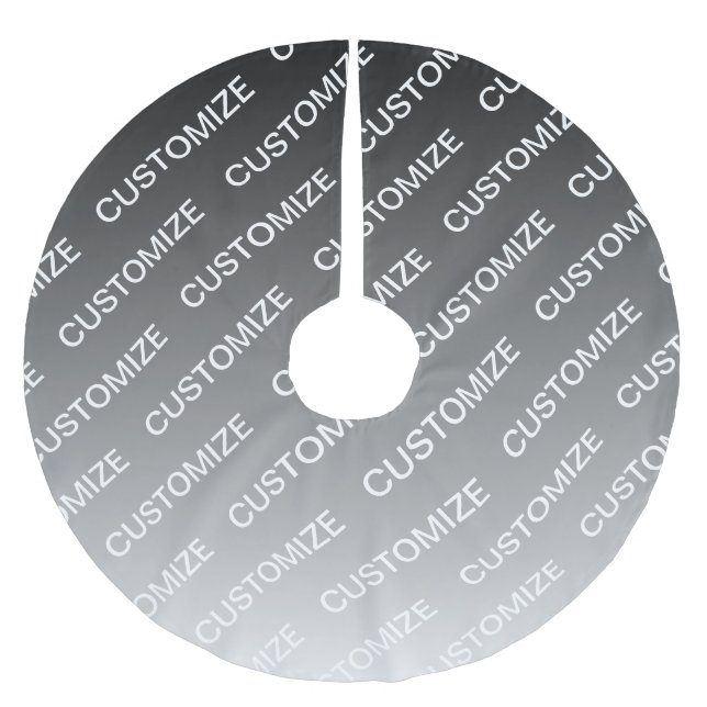 Grey (changeable colour) Ombre & Text Pattern Brushed Polyester Tree Skirt (Front)