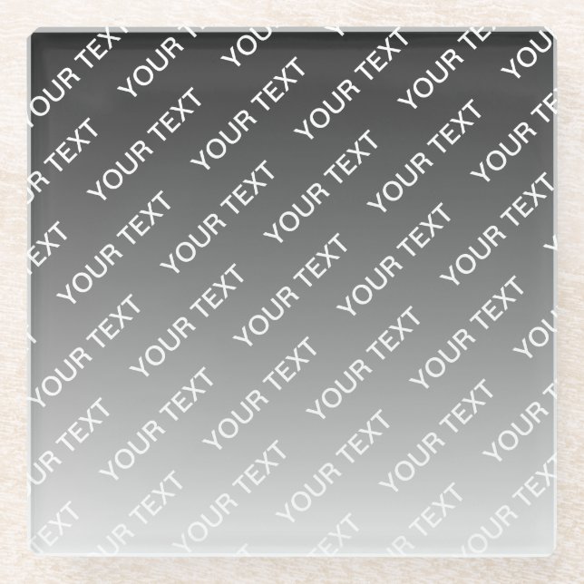 Grey (changeable colour) Ombre & Text Pattern Glass Coaster (Front)