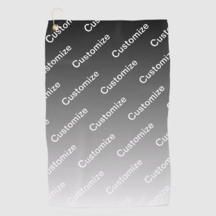Grey (changeable colour) Ombre & Text Pattern Golf Towel