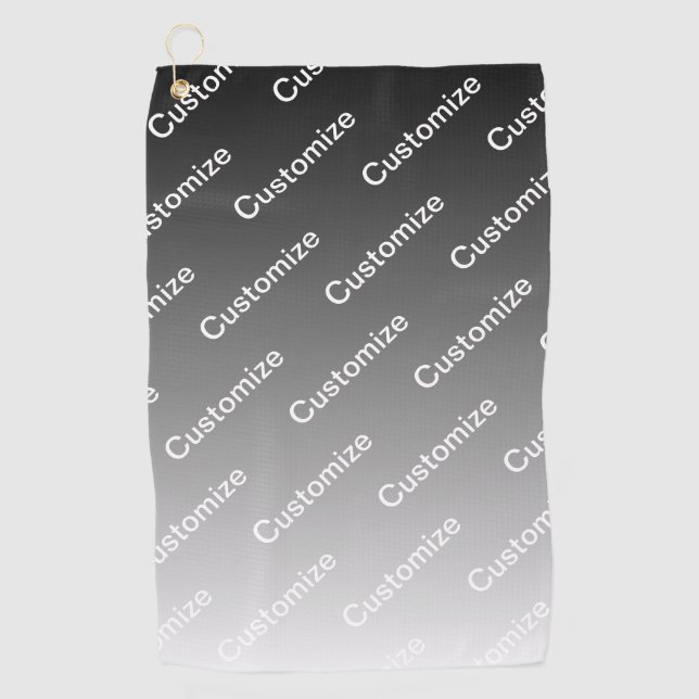 Grey (changeable colour) Ombre & Text Pattern Golf Towel (Front)
