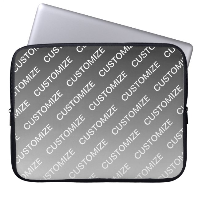 Grey (changeable colour) Ombre & Text Pattern Laptop Sleeve (Front)