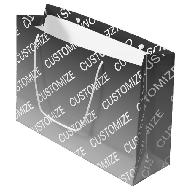 Grey (changeable colour) Ombre & Text Pattern Large Gift Bag (Front Angled)