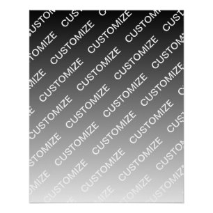 Grey (changeable colour) Ombre & Text Pattern Poster