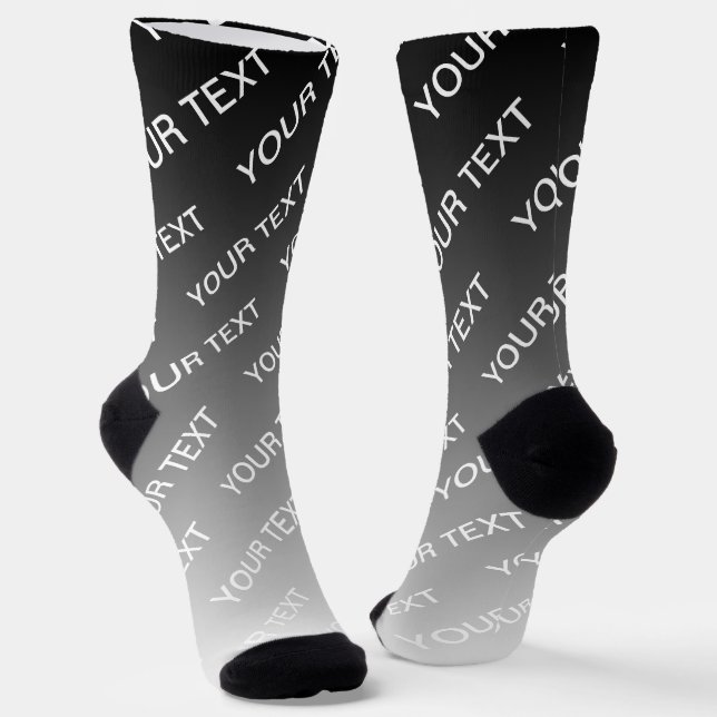 Grey (changeable colour) Ombre & Text Pattern Socks (Angled)