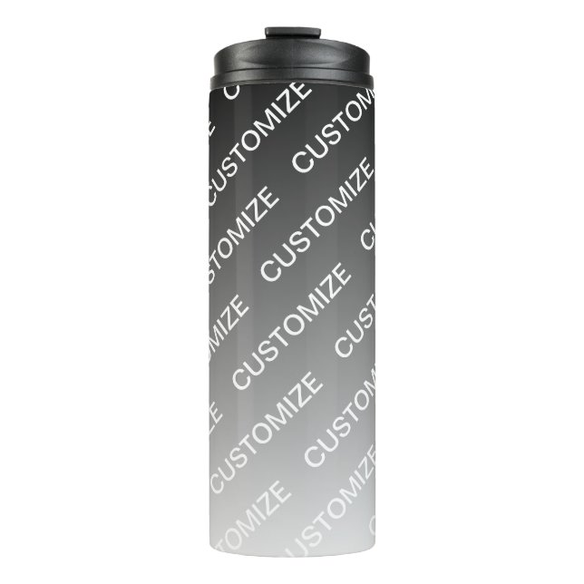 Grey (changeable colour) Ombre & Text Pattern Thermal Tumbler (Front)
