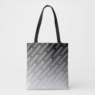 Grey (changeable colour) Ombre & Text Pattern Tote Bag