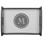Grey & Charcoal Modern Chevron Custom Monogram