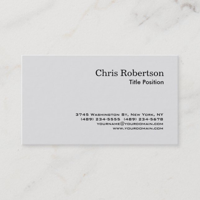 Grey Charming Script Business Card (Front)