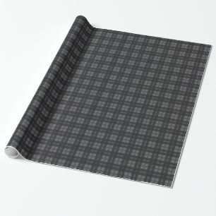 Grey Check Tartan Wool Material Wrapping Paper