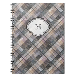 grey checkered . notebook